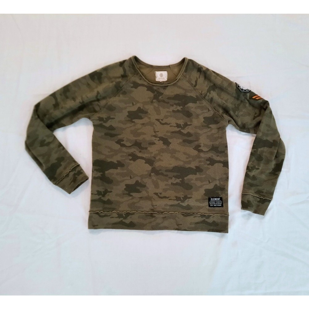Element Eden Camouflage Green Women Pullover Sweater Field Tested Arm Patches